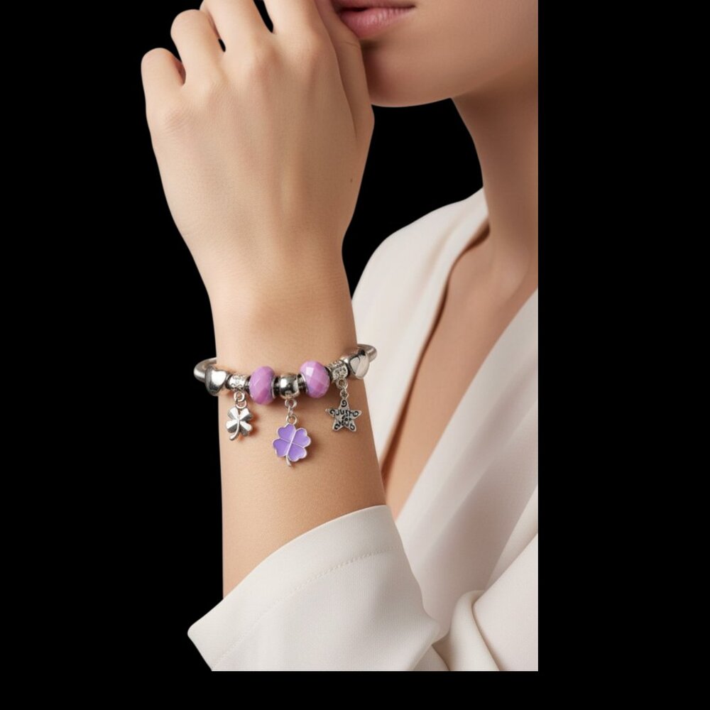 (2) Handmade Fashion Jewelry Adjustable Colorful Glass Beaded Charm Bracelets